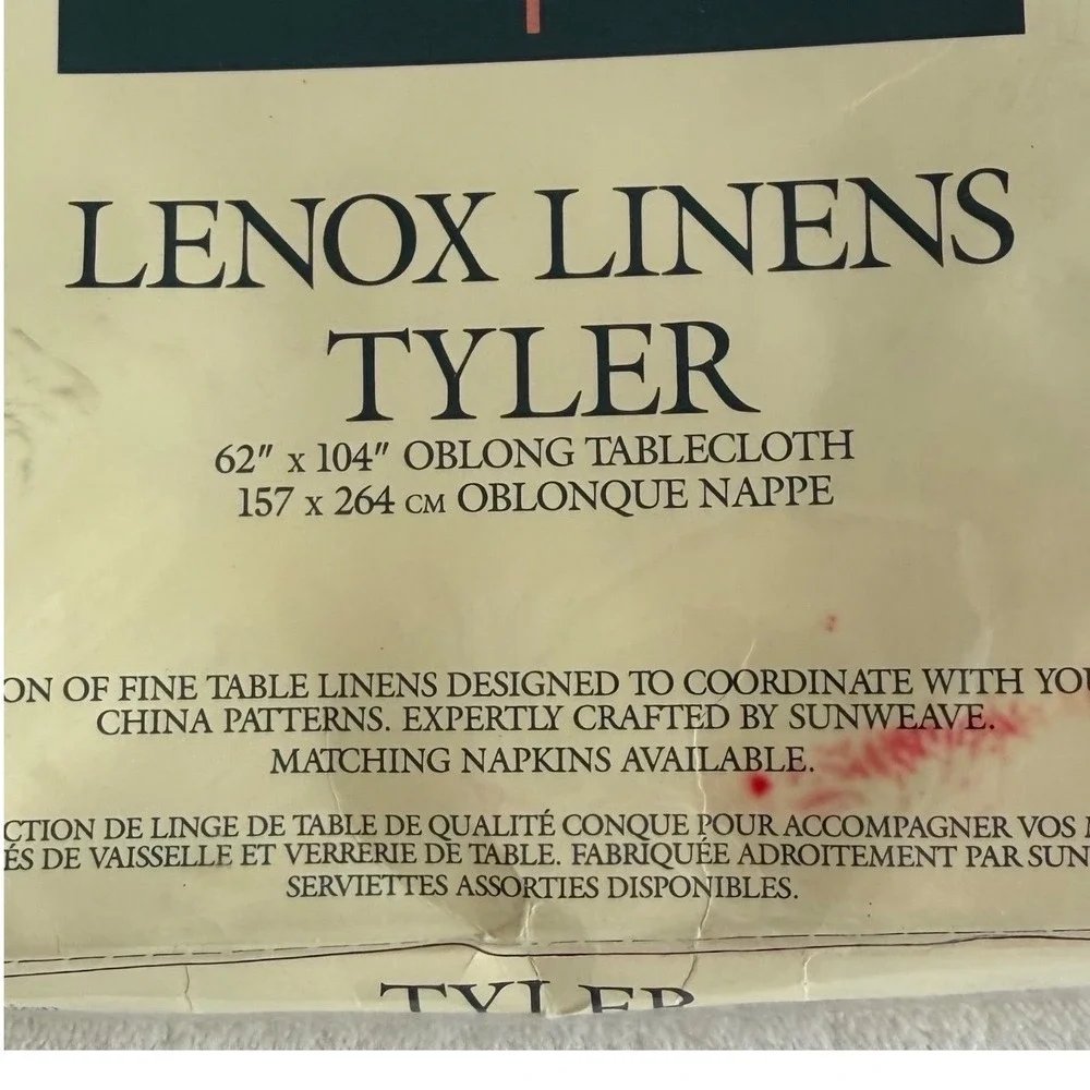 Vintage 1989‎ Lenox Linens Tyler Oblong Tablecloth 62